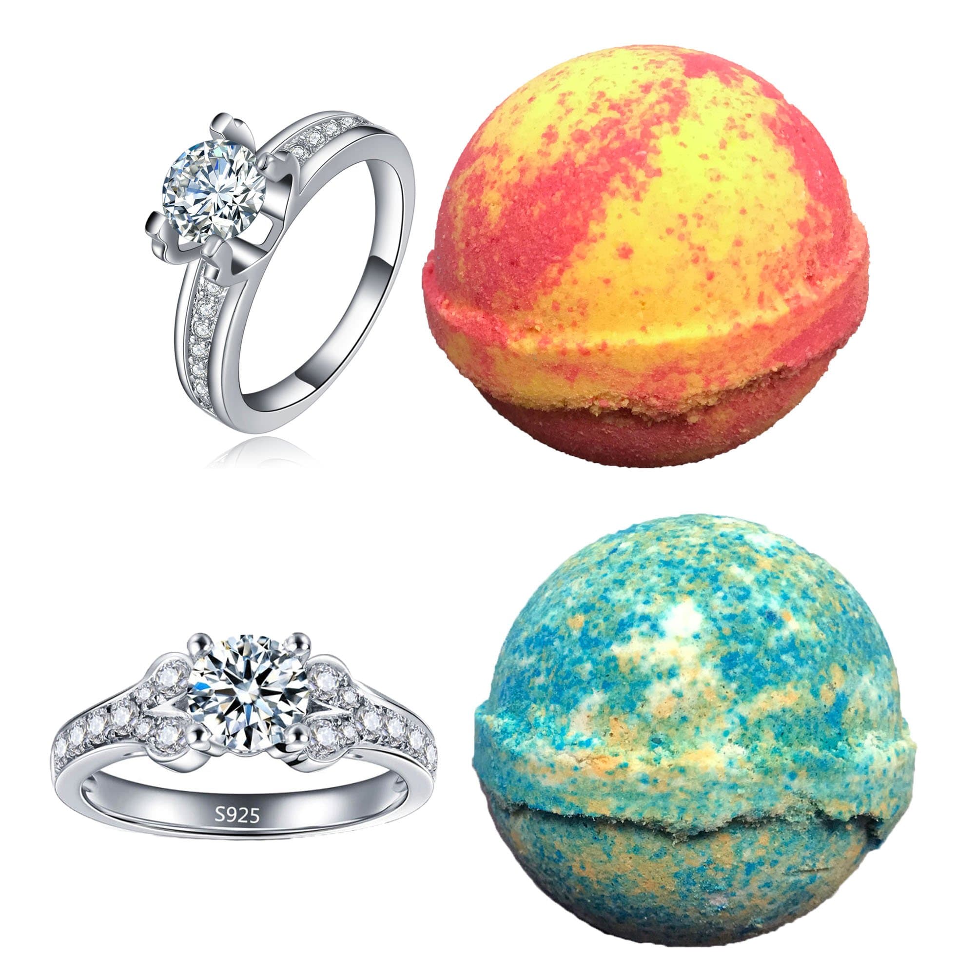 Ring Bath Bomb Gift Set Bath Bombs With Ring Inside - Surprise Bath Bombs ( Set of 2 5oz Ea)