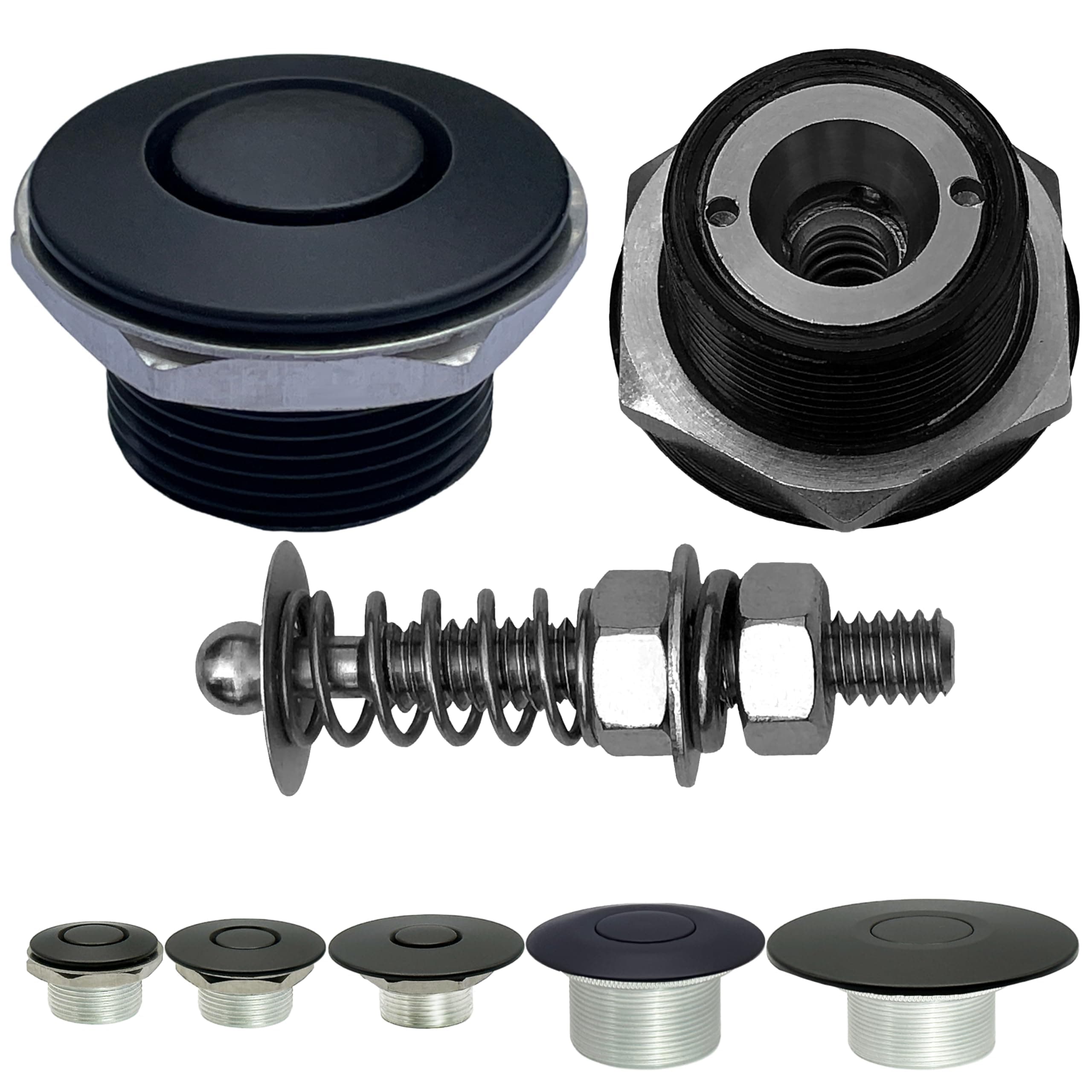 Black 1.00" Pro Stainless Mini Push Button Latch Hood Pin