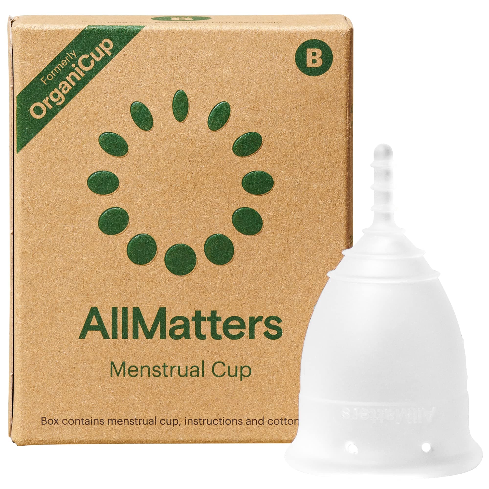 AllMatters Menstrual Cup (Formerly OrganiCup) Size B, for Those Who Have Given Birth Vaginally. Award Winning Period Cups