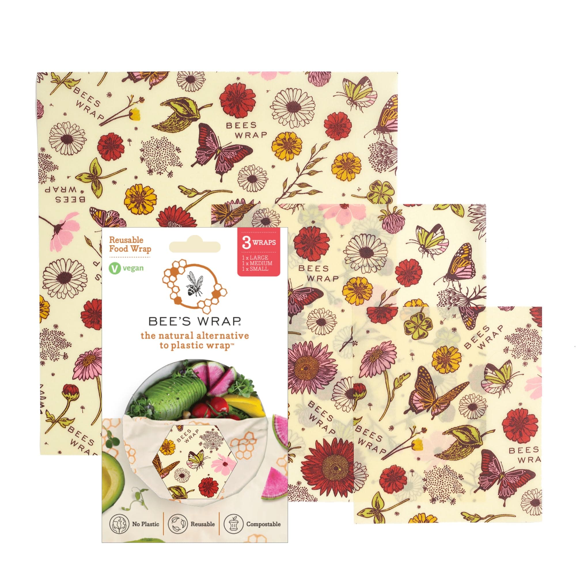 Bee's Wrap Plant Based Food Wrap Assorted 3 Pack
