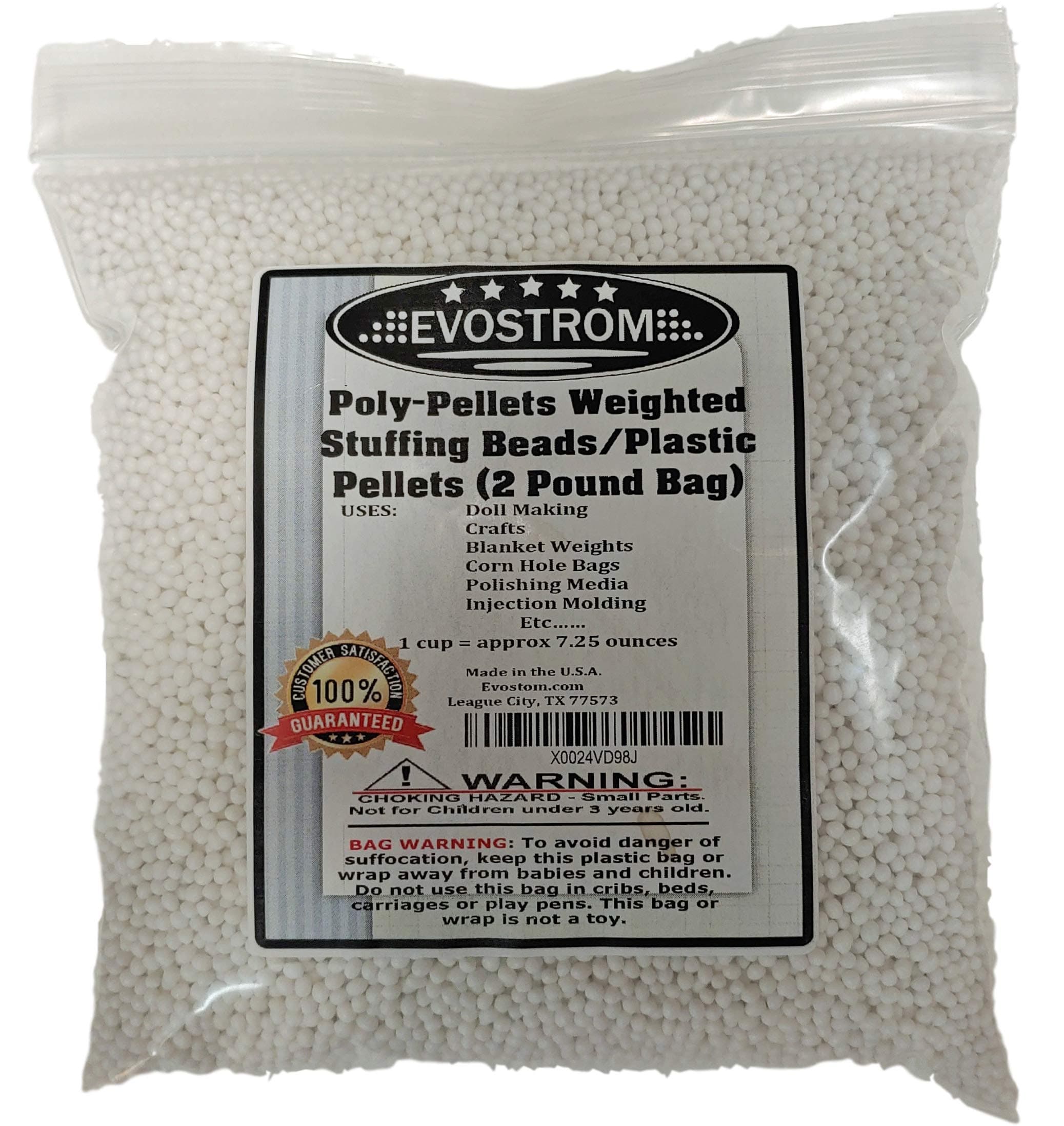 EVOSTROM Poly-Pellets Weighted Stuffing Beads/Plastic Pellets (2 Pound Bag)