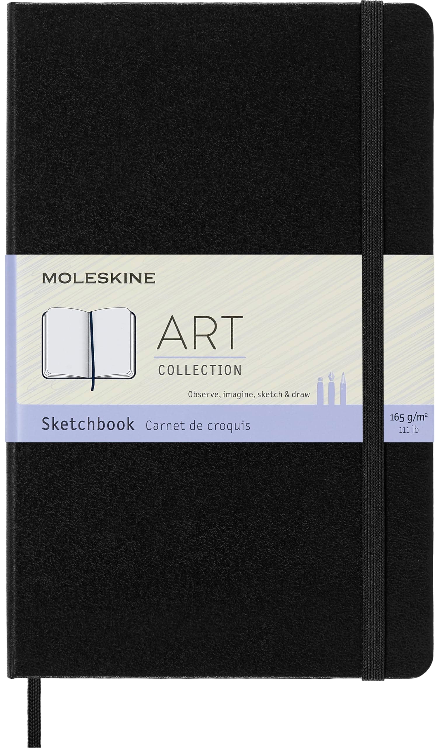 Art Plus Sketchbook, Large, Plain, Black, Hard Cover (5 x 8.25)