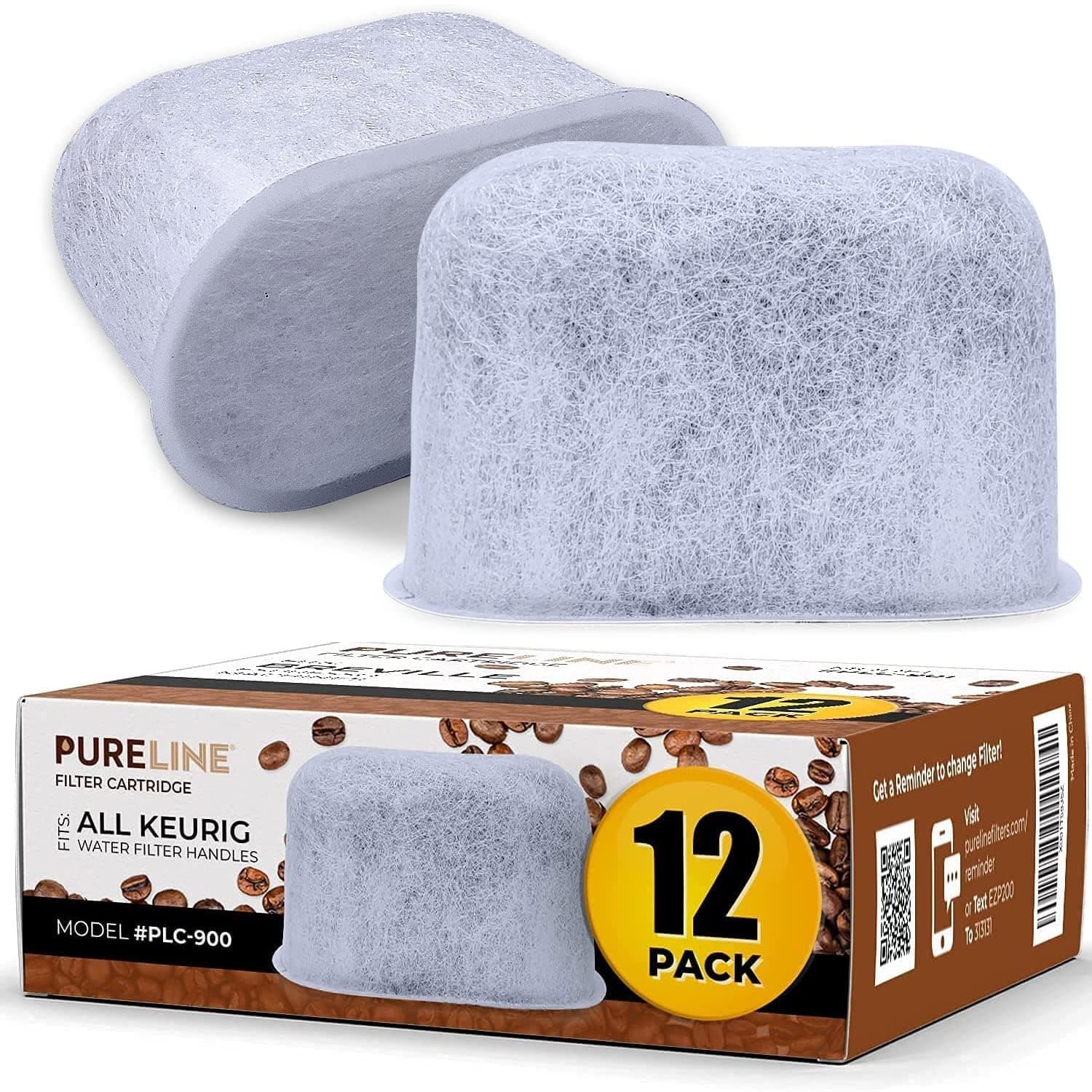 Keurig Filter Replacement, 12 Pack Compatible Charcoal Water Filter Replacement by Pureline - for Keurig 2.0 and 1.0 Classic Coffee Makers