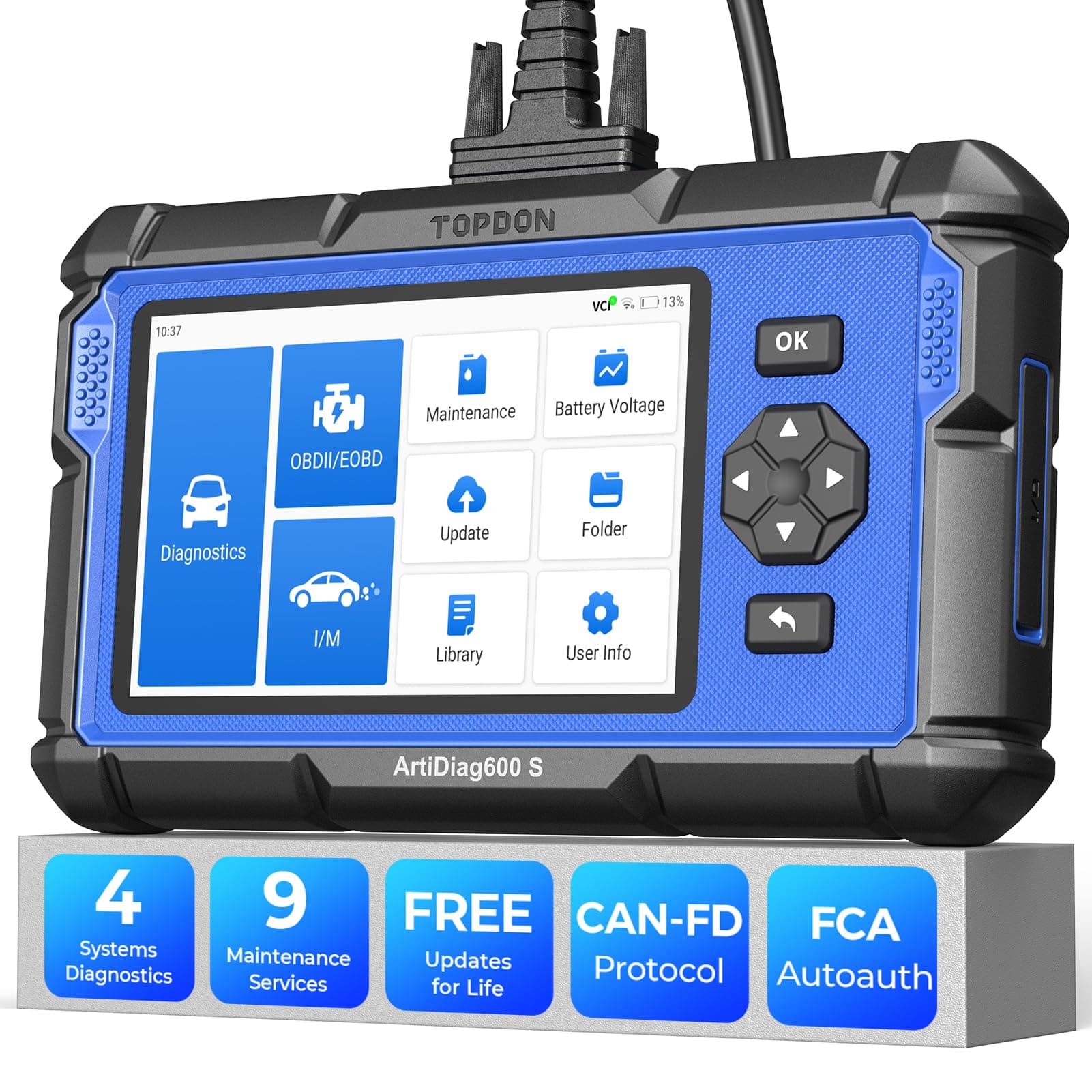 TOPDON Upgraded AD600S OBD2 Scanner, Diagnostic Tool, ABS SRS Transmission Engine Code Reader, 9 Reset Services Scan Tool, Oil/Brake/BMS/SAS/DPF/TPMS/ETS Reset, Injector Coding, Lifetime Free Update