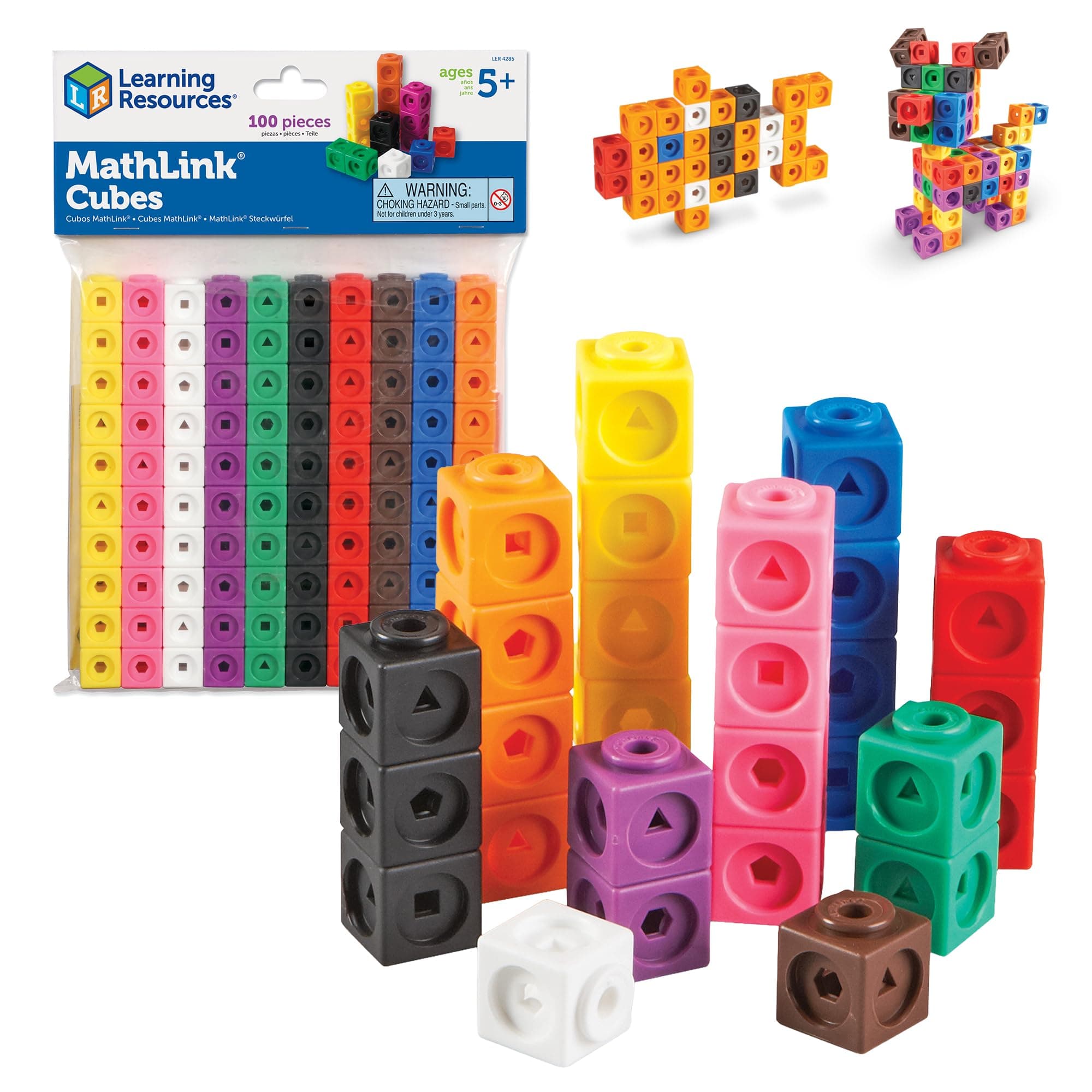 MathLink Cubes - Set of 100 Cubes, Ages 5+ Kindergarten, STEM Activities, Math Manipulatives, Homeschool Supplies, Teacher Supplies