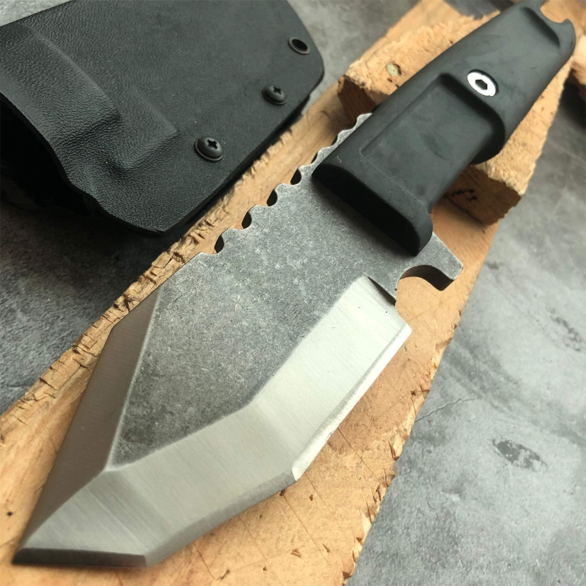 9" Heavy Duty Fixed Blade Survival Hunting Knife Wilderness Tactical Camping Essential Tool with Kydex Sheath