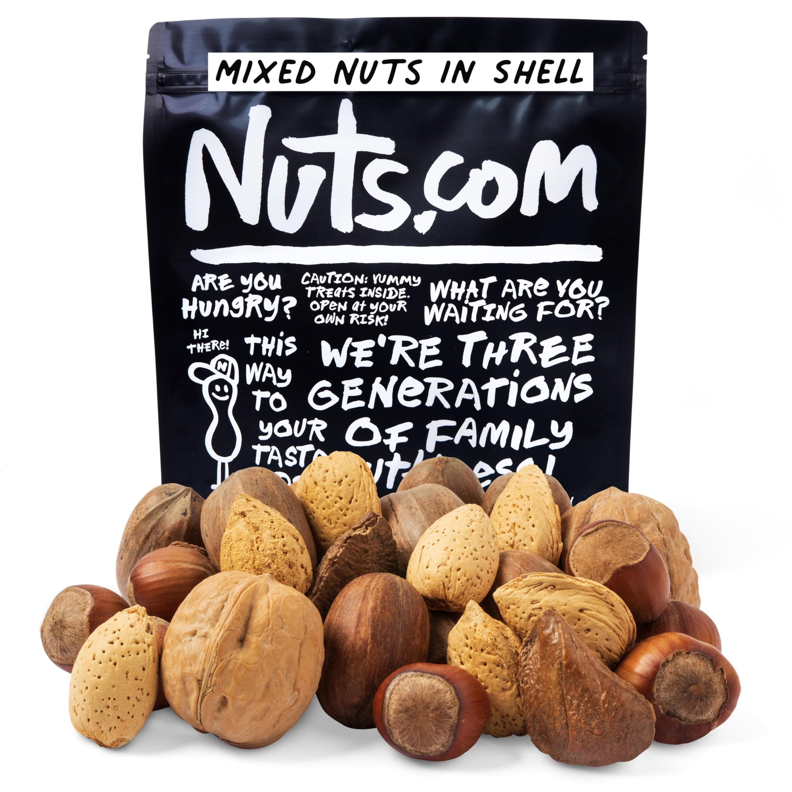 Nuts.com – Mixed Nuts in Shell – 2 Lb Bag, Healthy Snack Sampler, Includes Premium Walnuts, Almonds, Hazelnuts, Pecans & Brazil Nuts – Good Source of Protein, Fiber & Omega-3