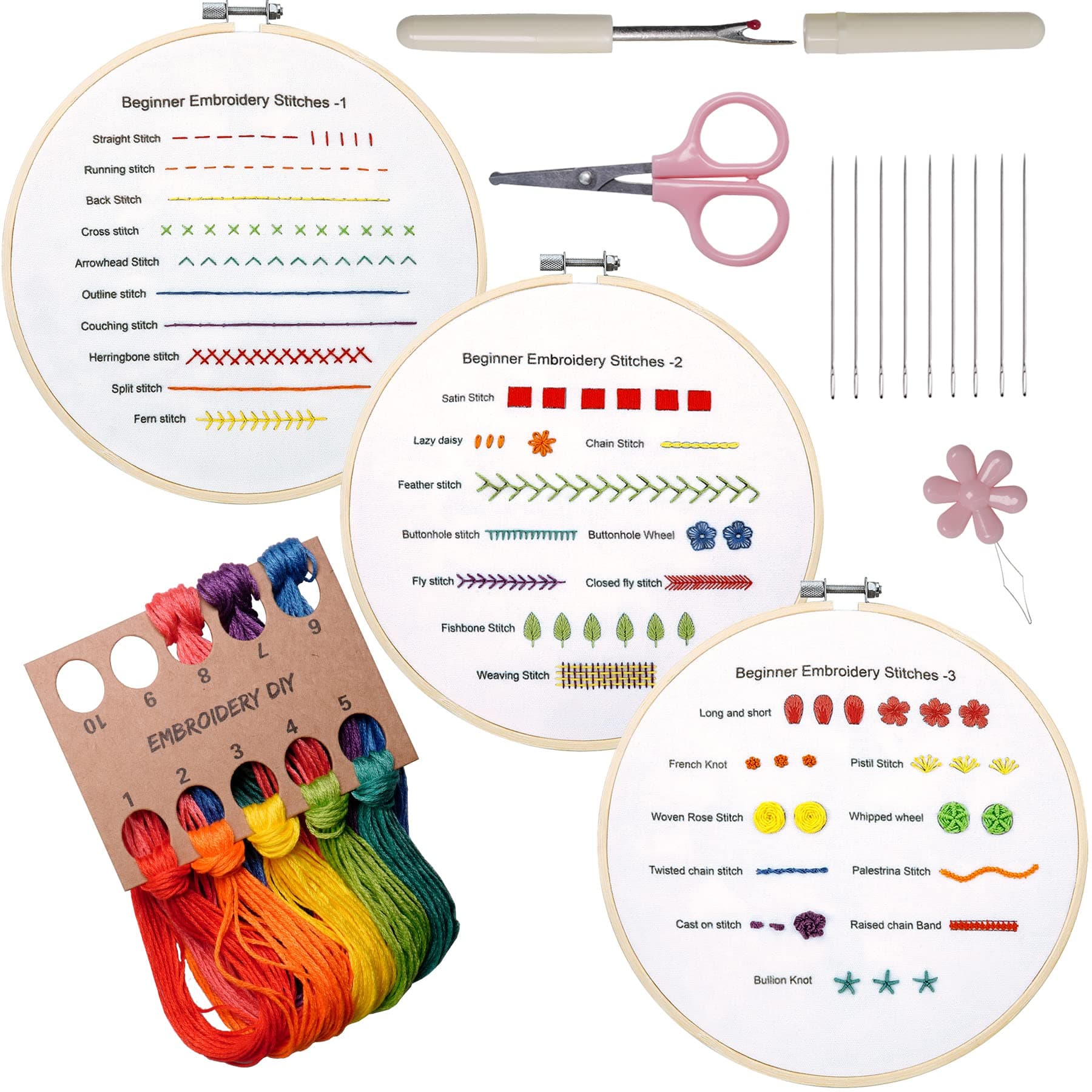 Embroidery Stitches Practice Kit for beginners