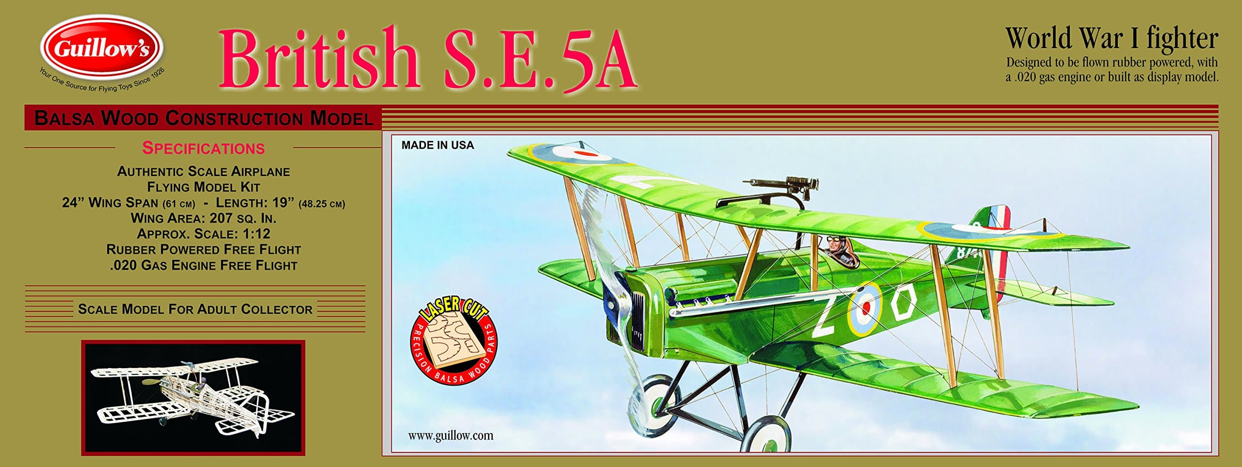 British SE 5-A Laser Cut Model Kit, Small