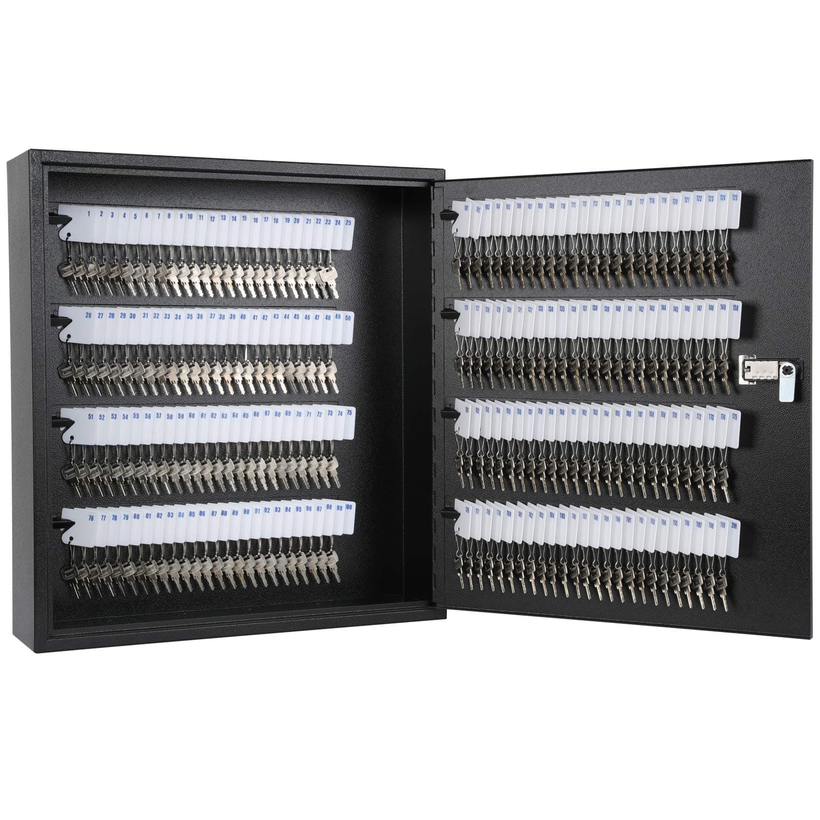 KYODOLED Key Storage Lock Box With Code, 200 Keys Organizer Wall Mount, Combination Lock, Hooks & Tags, Labels (Black)