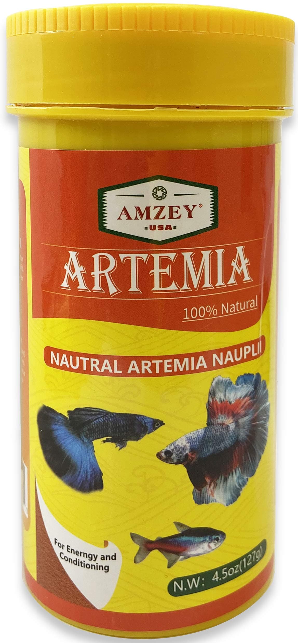 Amzey 4.5 oz Decapsulated Brine Shrimp Egg (Non-Hatching)-100% Natural Decapsulated Artemia Nauplii, High Protein Food Source for Live Fish, Baby Fish, Freshwater and Marine Fish, Golden Fry, Corals
