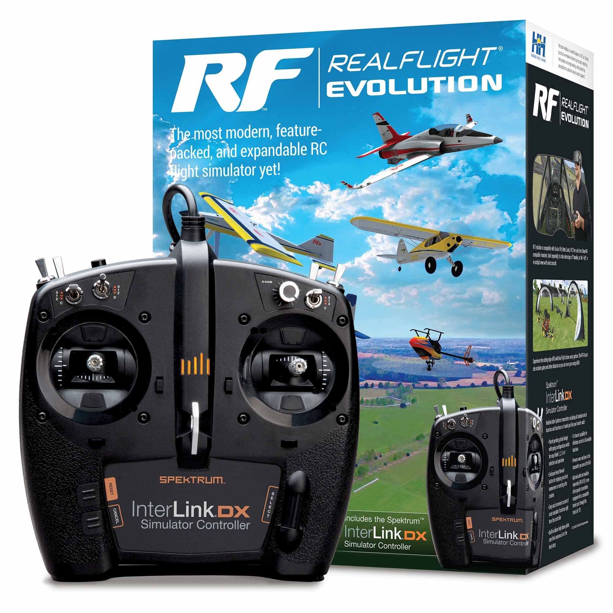 REALFLIGHT Evolution RC Flight Simulator Software with Interlink DX Controller Included RFL2000 Air/Heli Simulators Compatible with VR headsets Online Multiplayer Options
