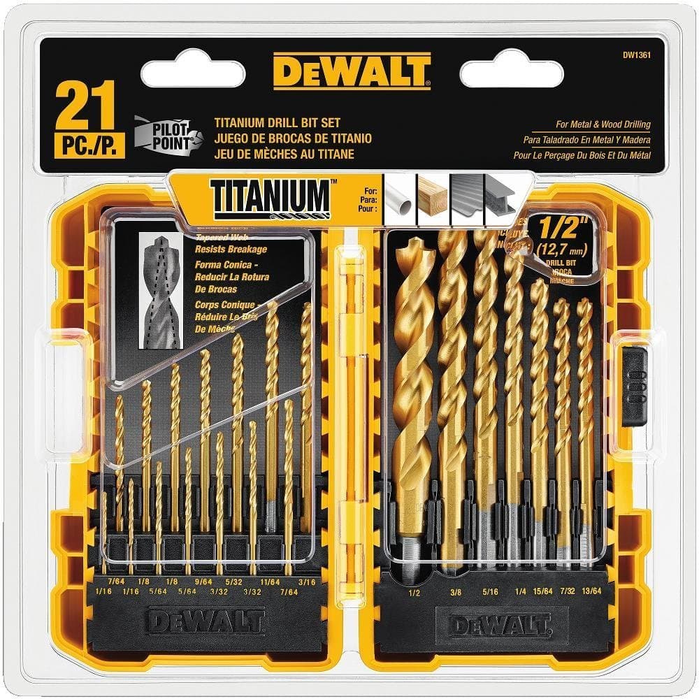 DEWALT DW1361 Titanium Pilot Point Drill Bit Set, 21-Piece - Pack of 3