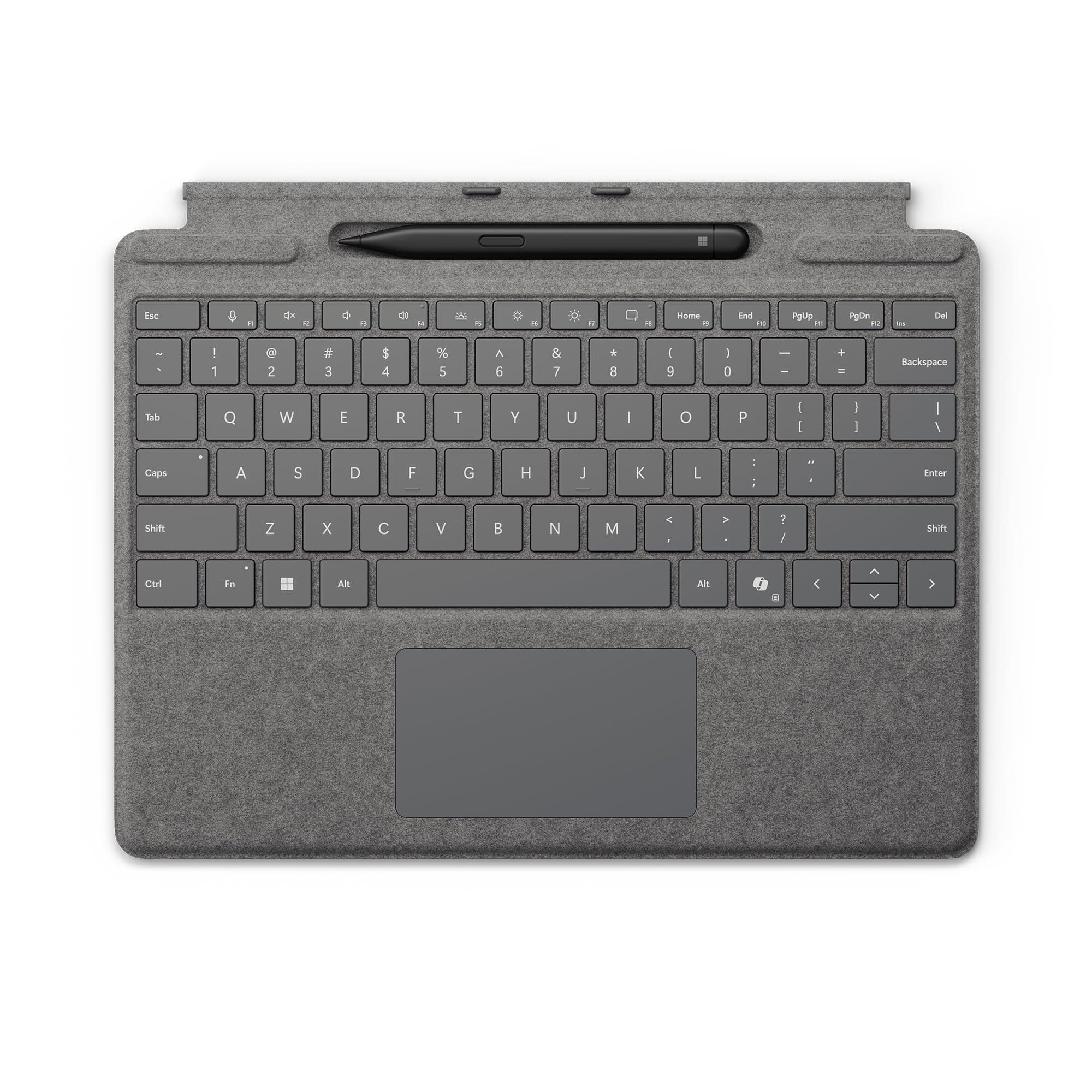 Surface Pro Keyboard with Slim Pen 2 Bundle for Copilot+ (11th Edition), 9 and 8, Alcantara Material, Platinum