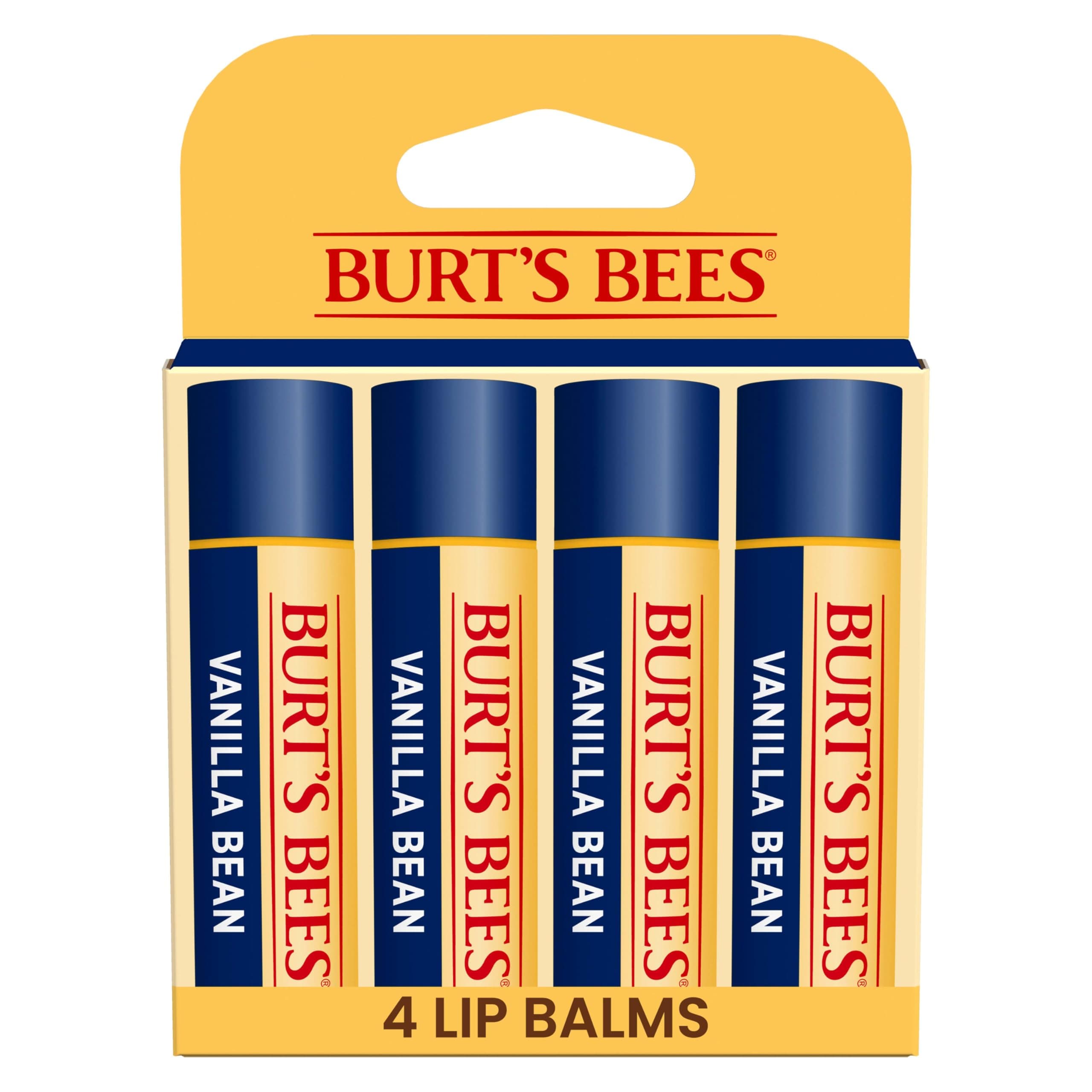 100% Natural Moisturizing Lip Balm, Vanilla Bean - 4 Tubes