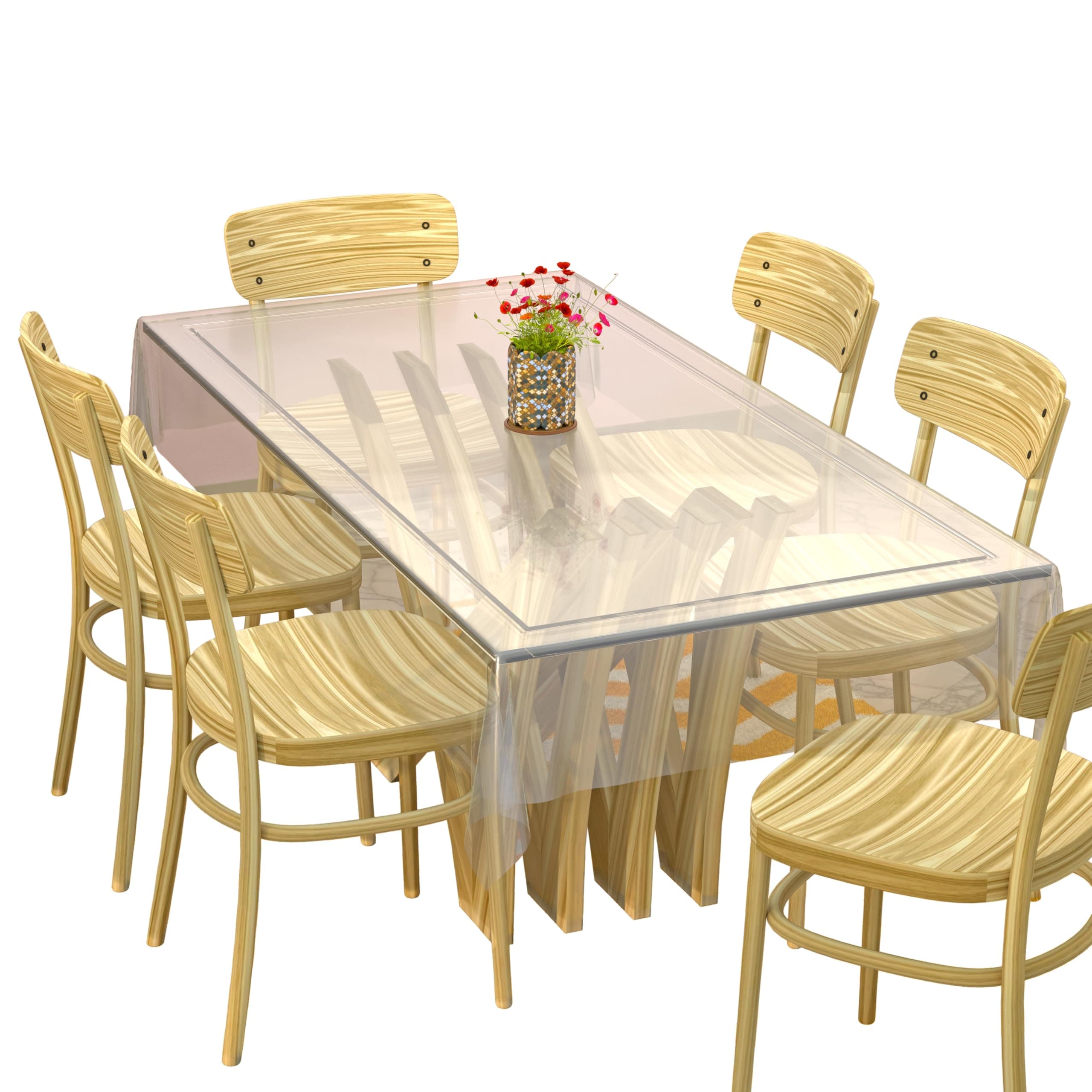 Kuber Industries Polyvinyl Chloride Dining Rectangular Table Cover 6 Seater|Table Cloth|Table Cover for Home Restaurant|(Transparent)