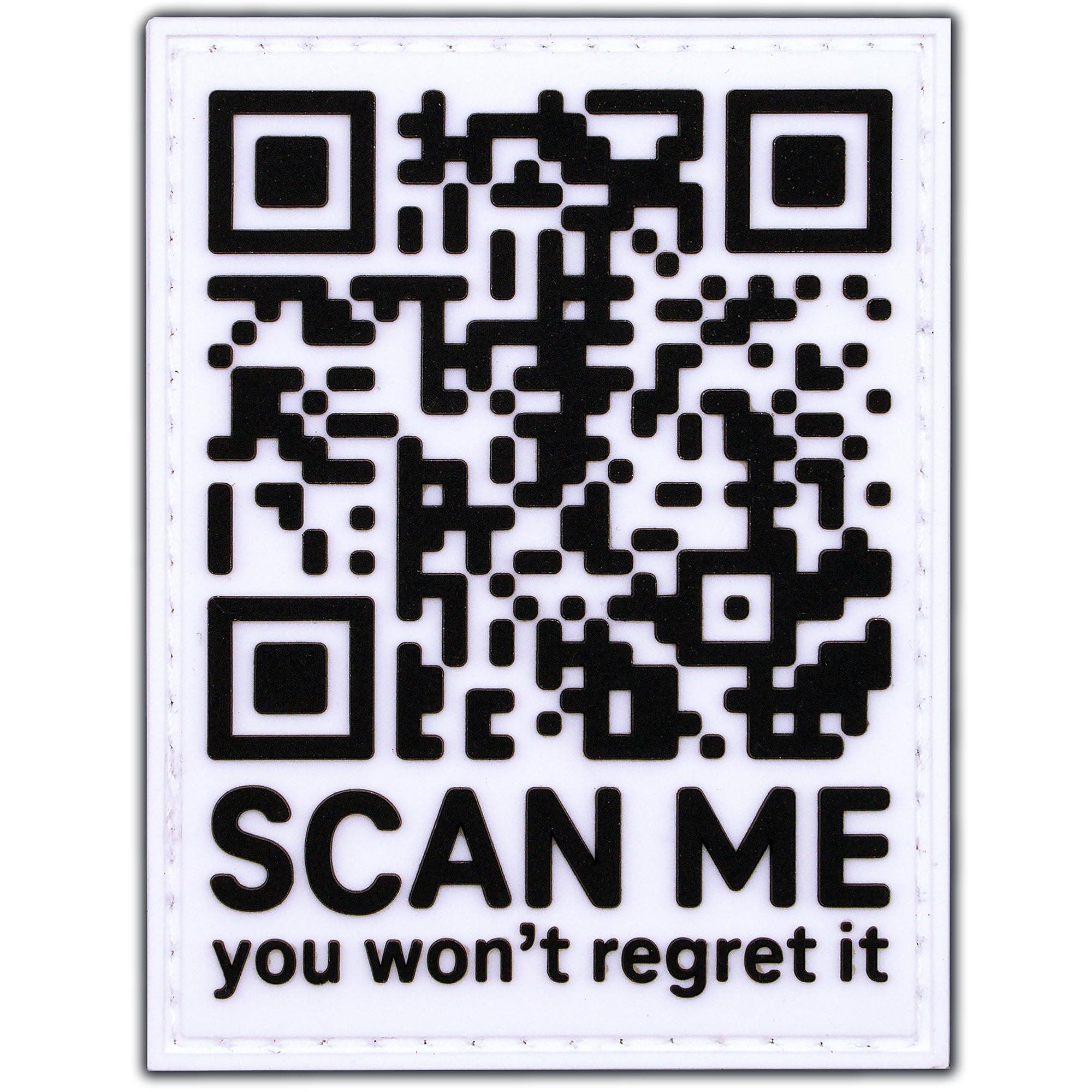 Rick Roll QR Code "Scan Me" PVC Morale Patch - Funny Morale, Tactical, Military Patch - Velcro Patch, Military Patch - Perfect for Tactical Military Army Gear, Backpack, Cap, Vest