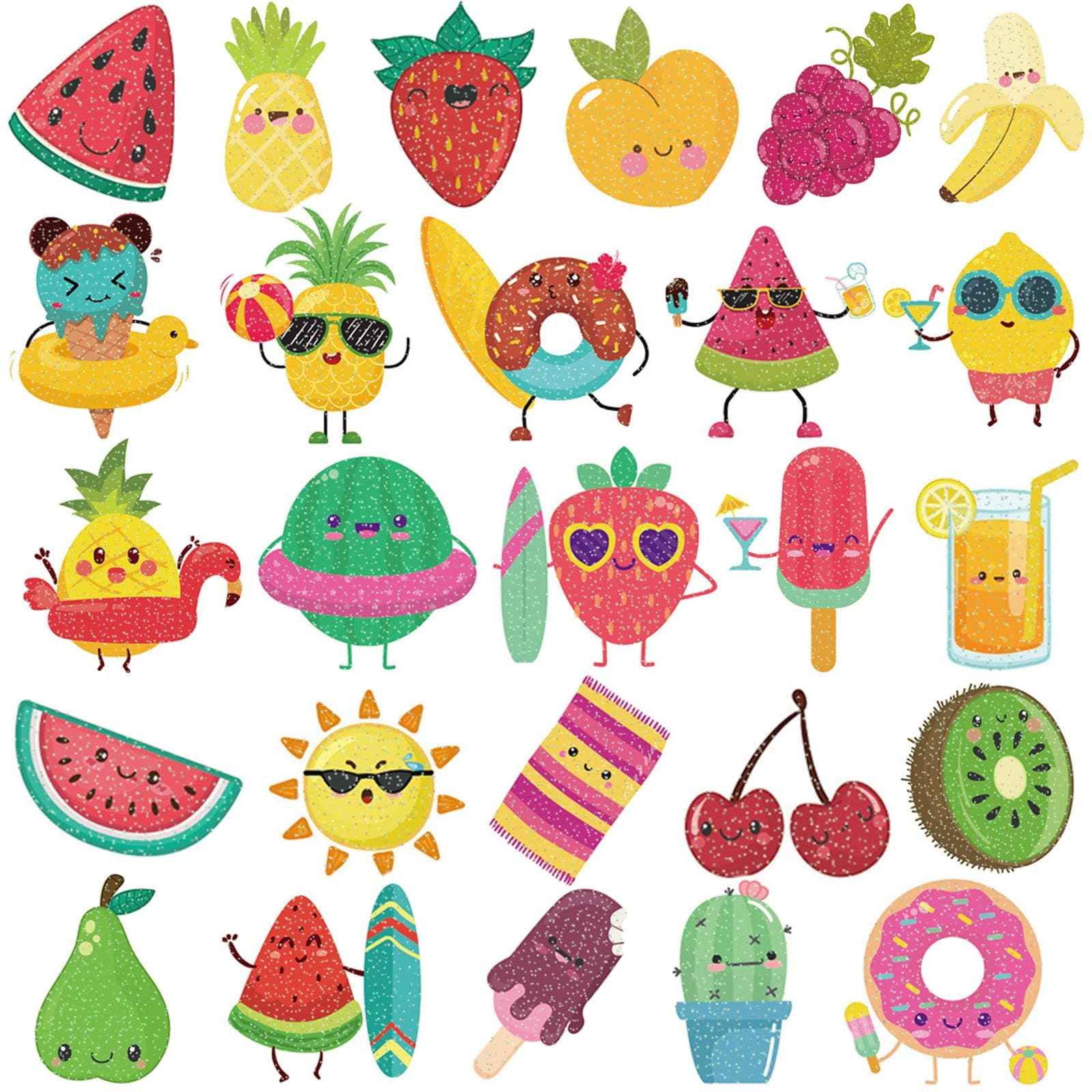 Ooopsiun Summer Glitter Fruit Temporary Tattoos for Kids - 110 Glitter Styles,Watermelon Strawberry Pineapple Tattoos Sticker for Boys Girls Birthday Party Favors