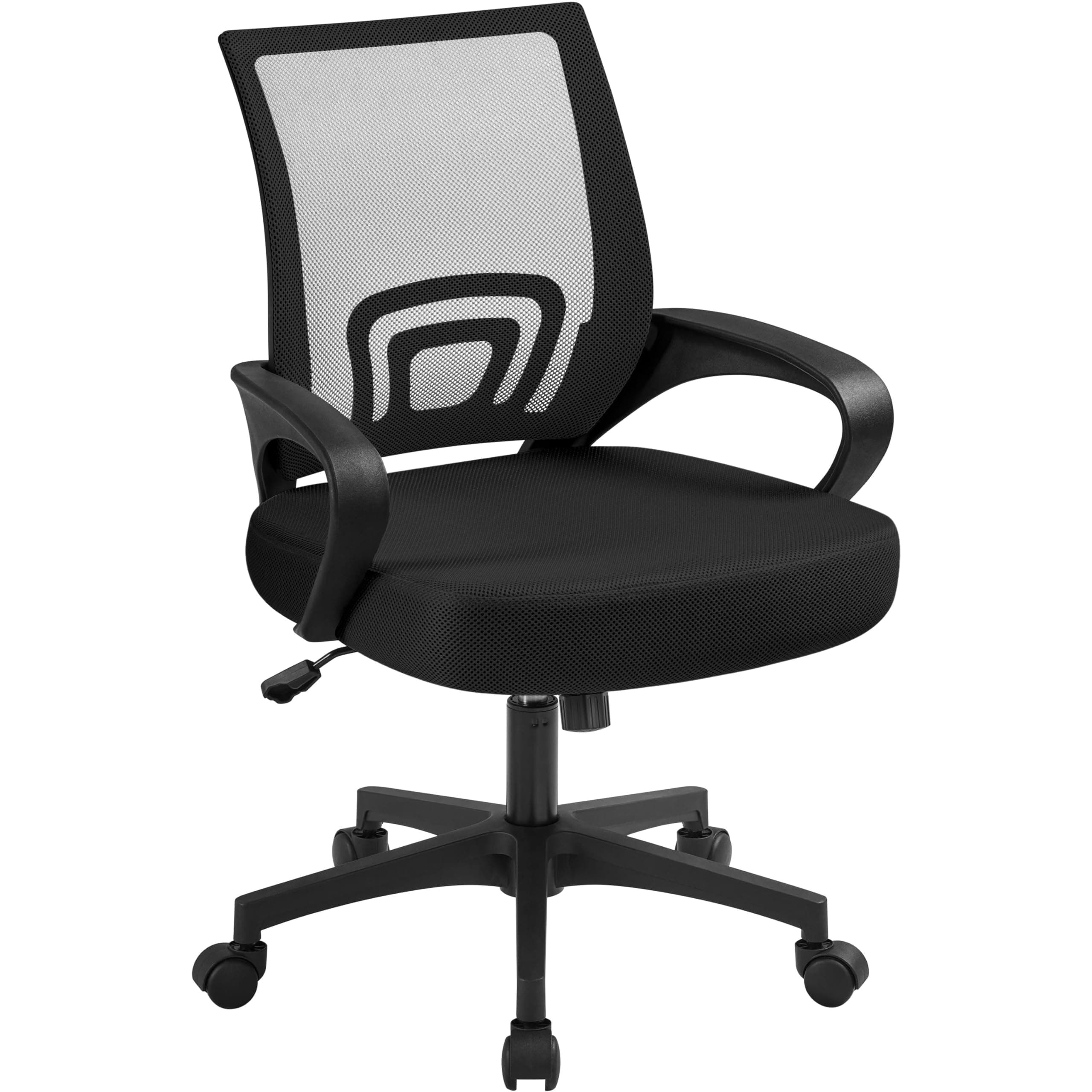 Mid-Back Mesh Office Chair Adjustable Ergonomic Computer Task Chair Swivel Rolling with Lumbar Support Armrest for Home Office Work Study, Black