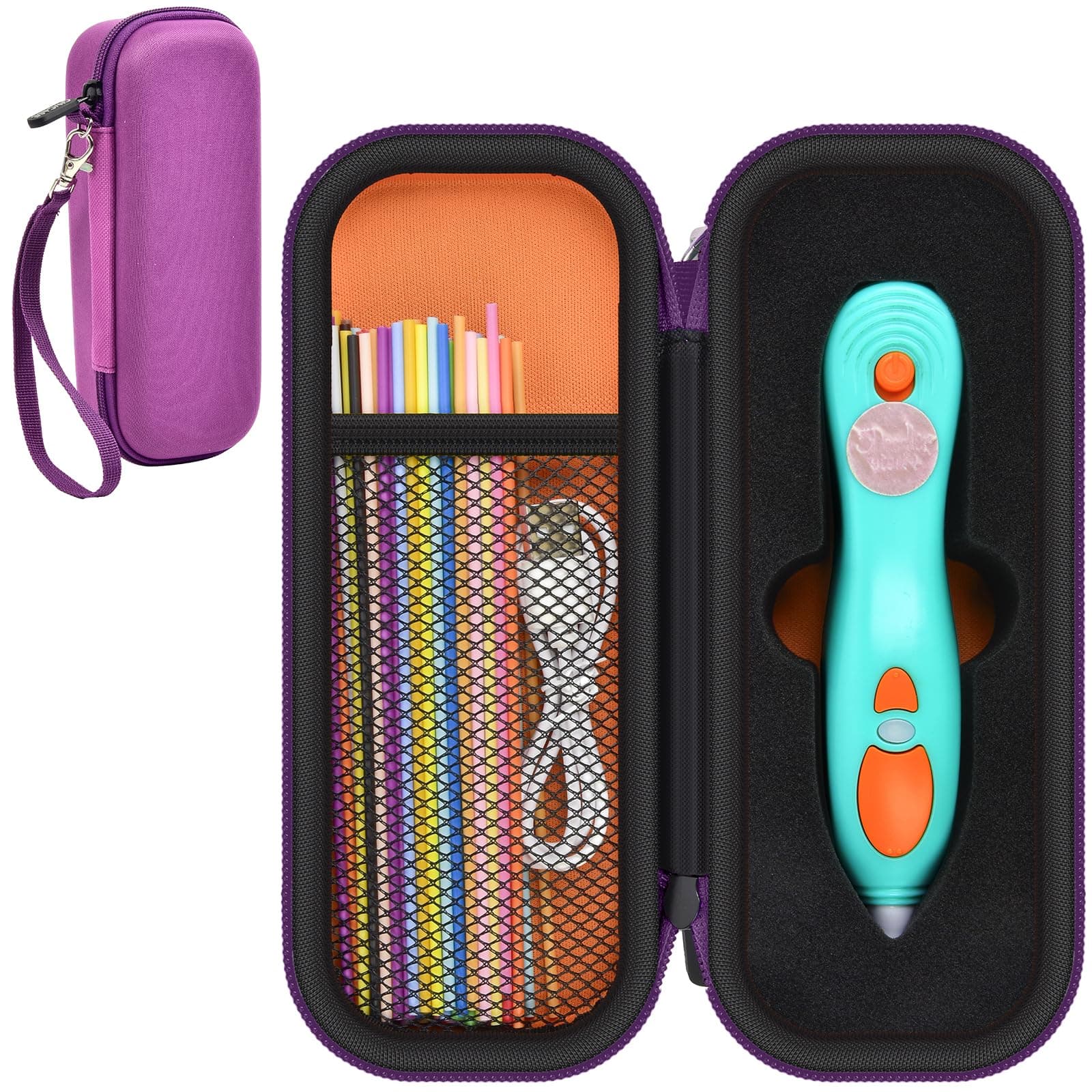 GWCASE Case Compatible with 3Doodler Start+ Essentials 3D Pen Set for Kids, 3D Pens Storage Organizer Carrying Holder Fit for 3D Printing Pen, Plastic Refill Blister (Box Only)-Orange inner