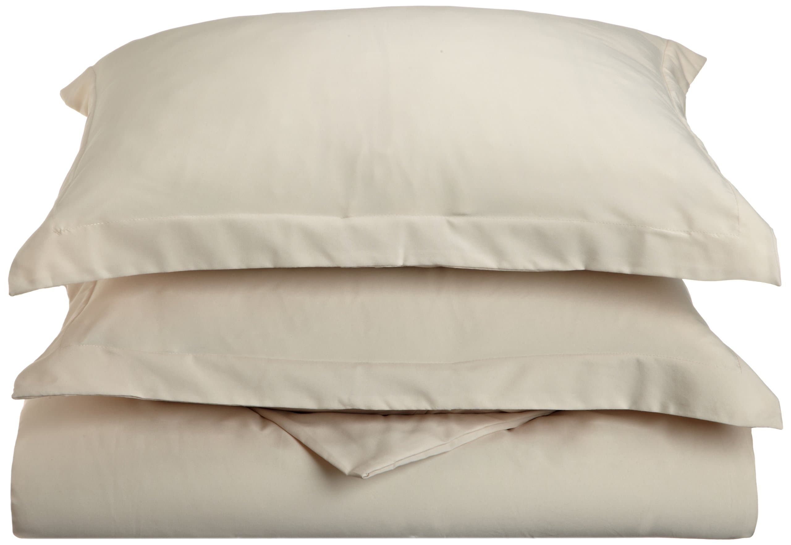 Silky Soft Solid Microfiber Luxury 3-Piece Duvet Cover Set, Includes Pillow Shams-Full/Queen, Cream/Tan