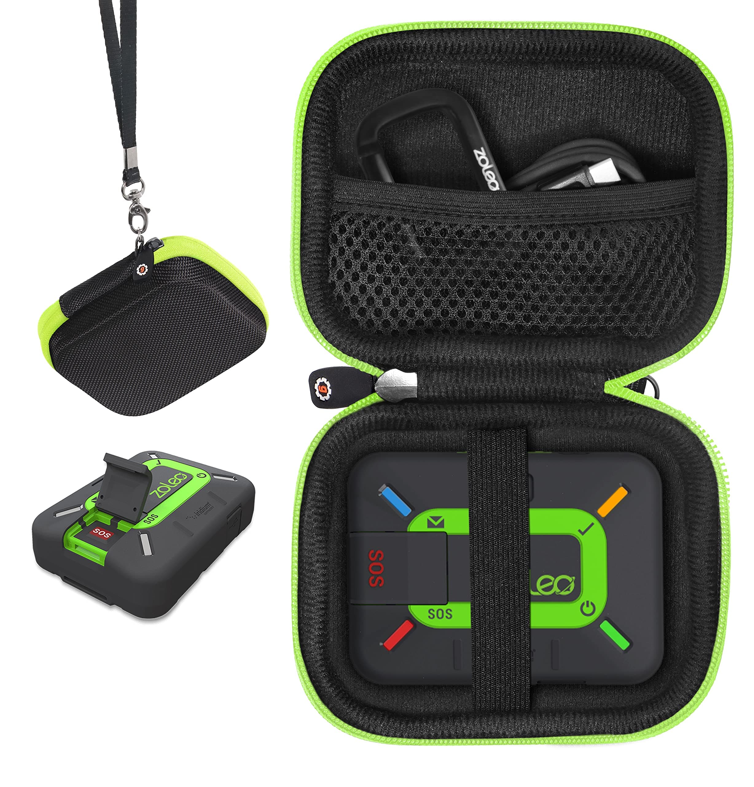 Case for ZOLEO Satellite Communicator, Designed case with Size and Shape Matching, Black case Contrasted with Green Zip