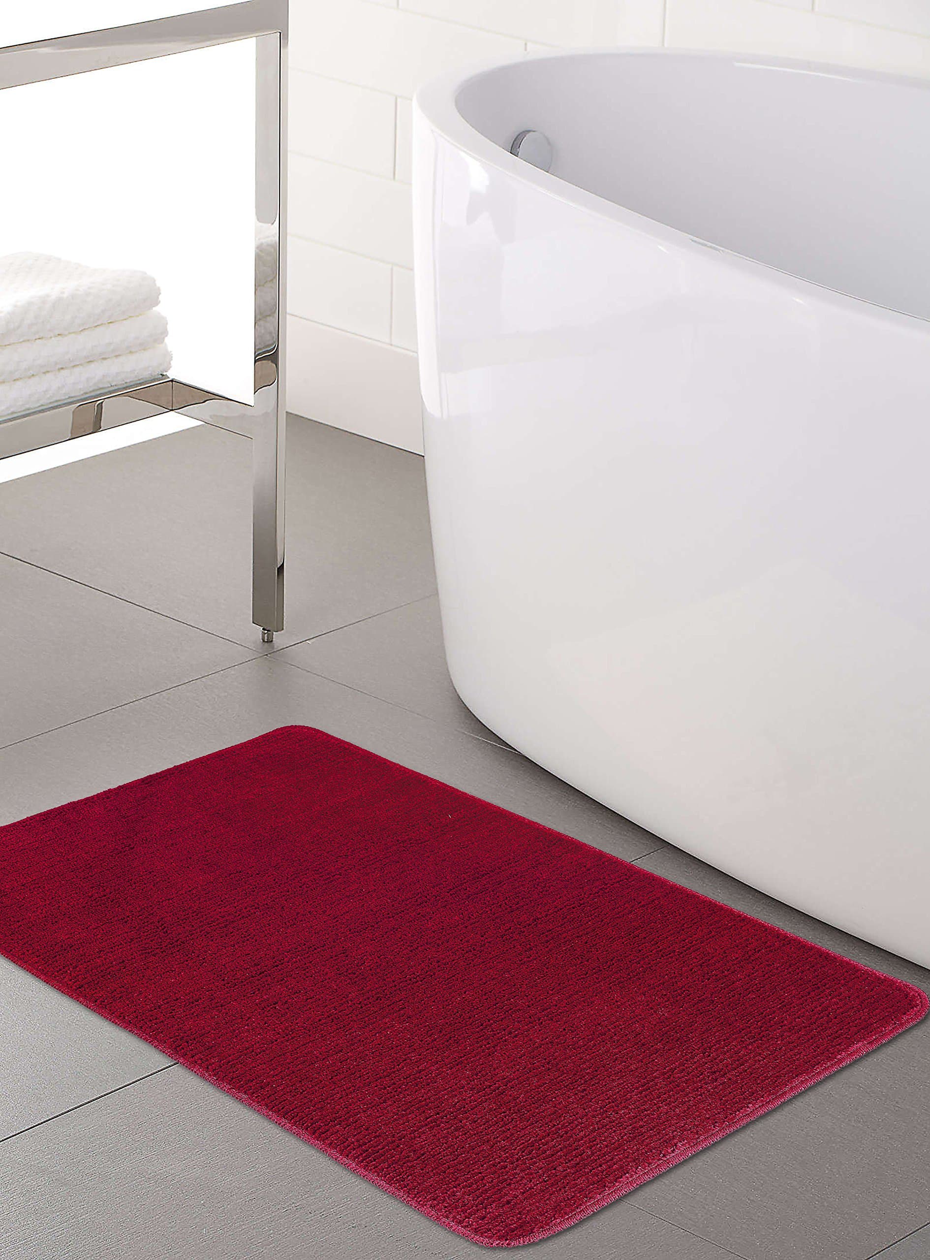 Ottomanson Softy Collection Red Color Solid Mat Rug Plain Soft Quality Bath Mats Washable Rubber Back Toilet Rugs 20"X31" Machine-Washable Non-Slip Bathroom Mat Rug and Runner Rugs