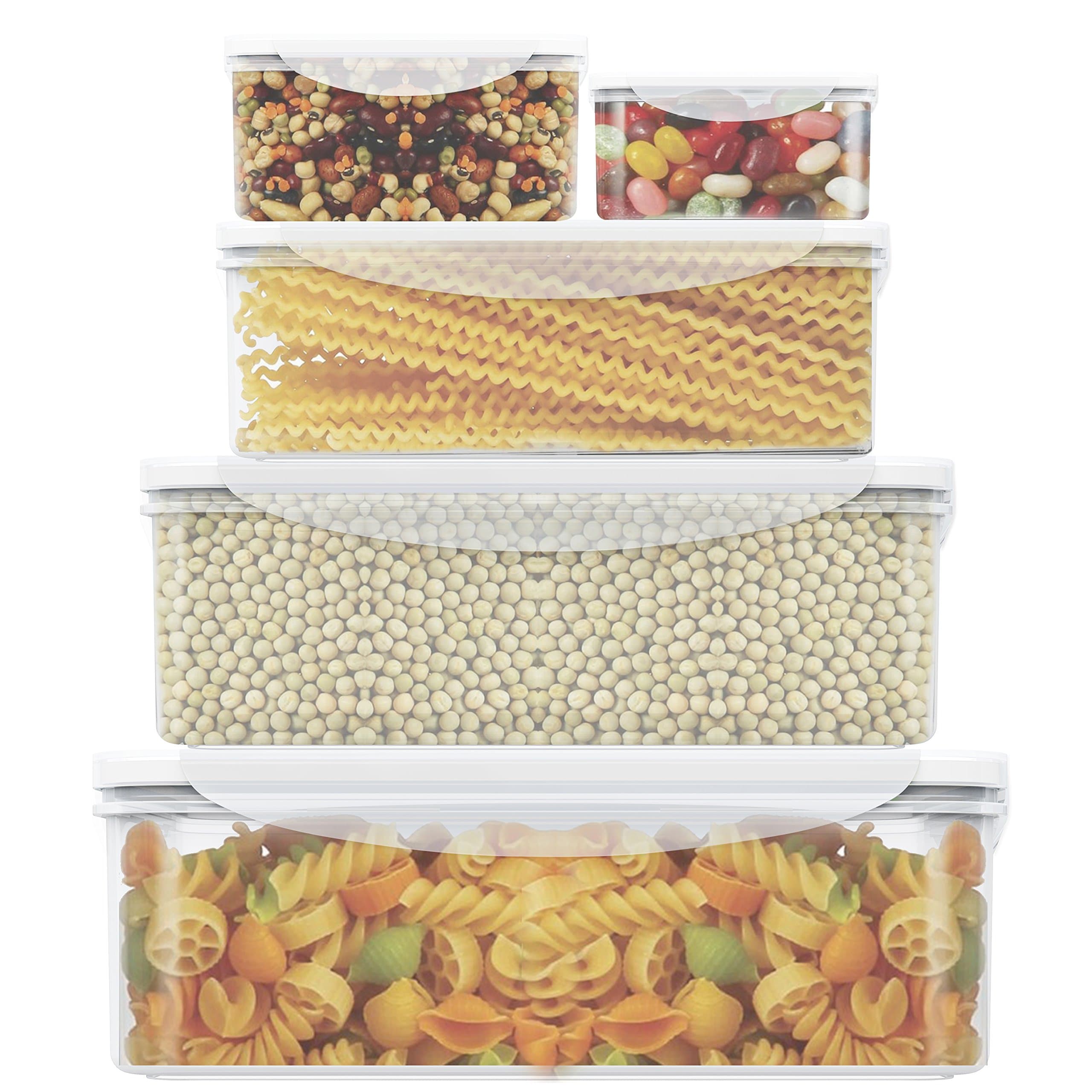 Food Storage Containers- LOVKITCHEN 10-Piece Set Nesting Set Storage Containers, Meal Prep Containers- BPA Free with Leak Proof and Snap Locking Lids,Microwave Safe(0.24L,0.5L,0.9L,1.5L,2.4L)