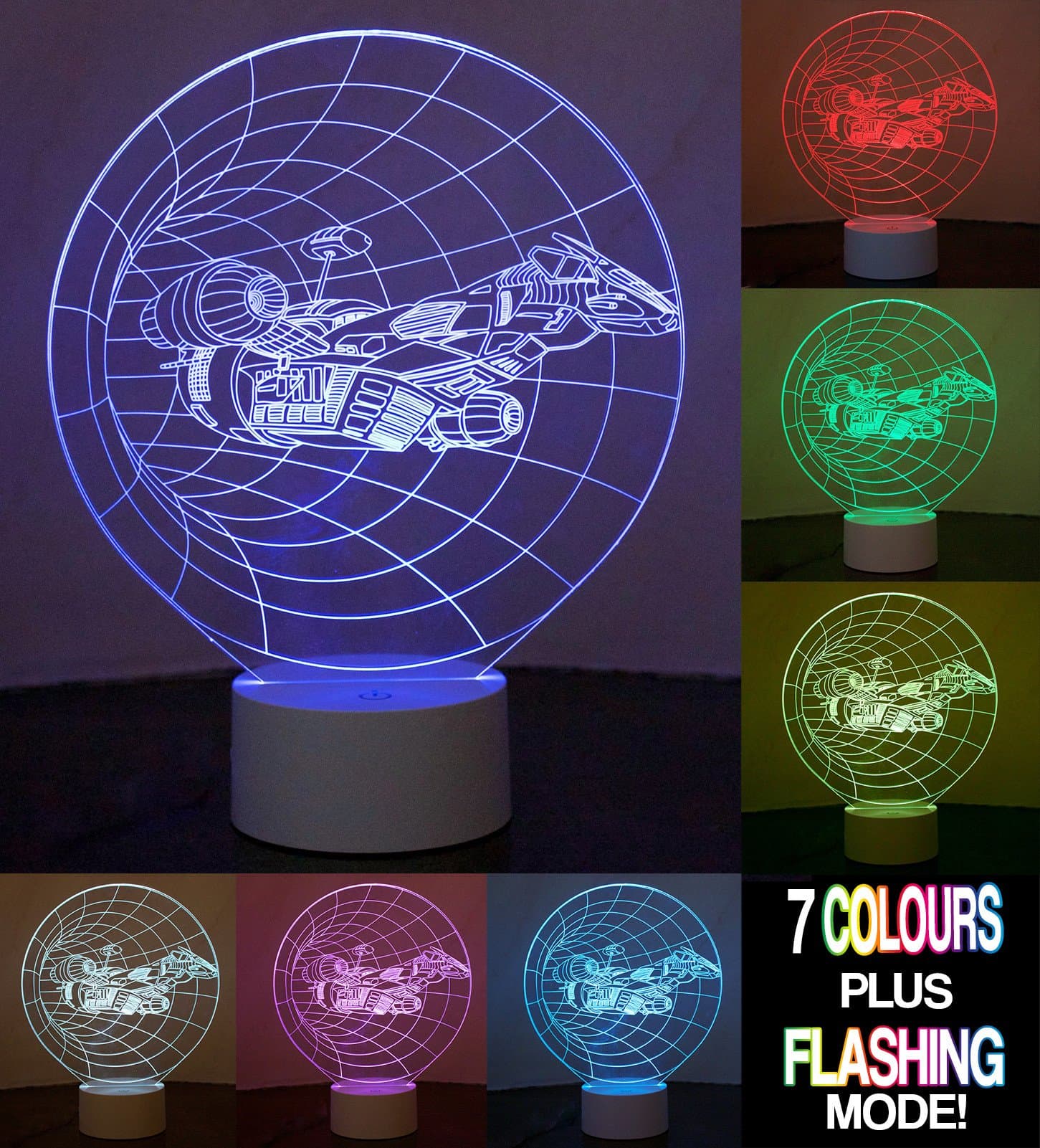 Optical Illusion 3D Spaceship Lamp
